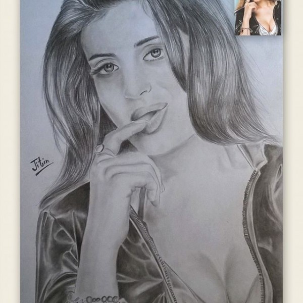 Pencil Sketch Of Ameesha Patel By Jitin Raj - DesiPainters.com