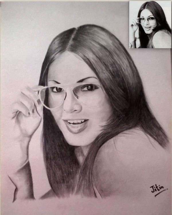 Pencil Sketch Of Late Parveen Babi BY Jitin Raj