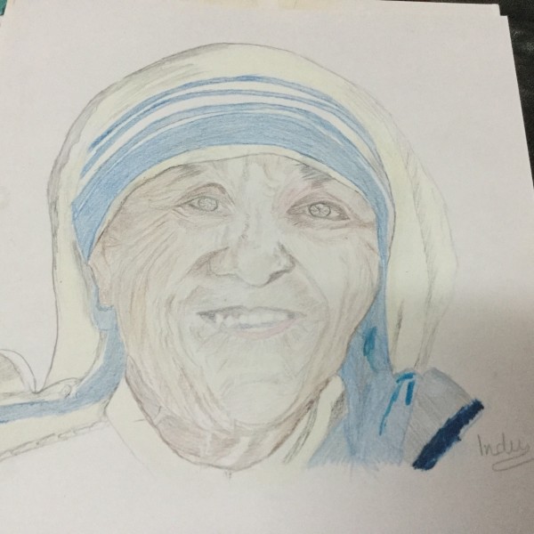 Pencil Sketch Of Mother Teresa - DesiPainters.com