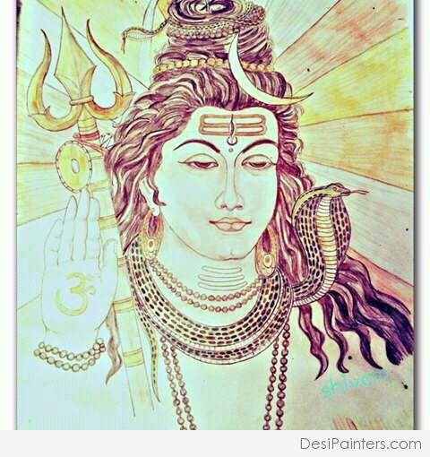 Divine Pencil Art Of Lord Shiva - DesiPainters.com