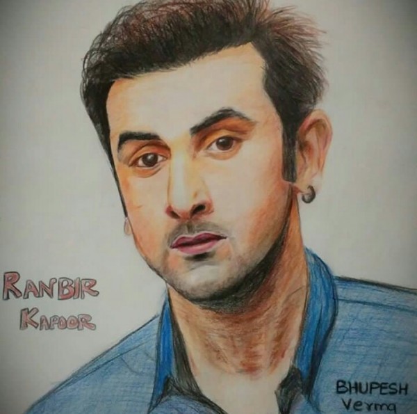 Pencil Color Sketch Of Ranbir Kapoor - DesiPainters.com