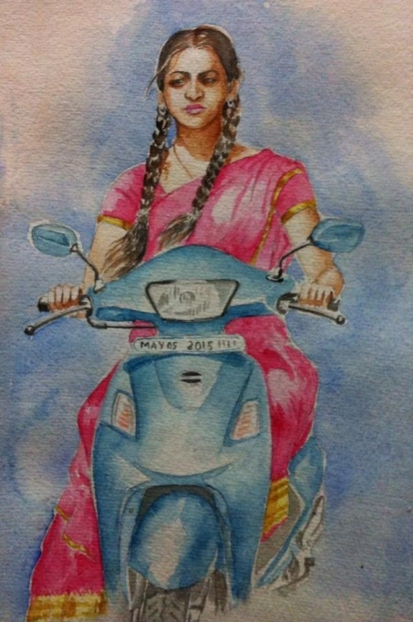 Watercolor Painting Of Girl 