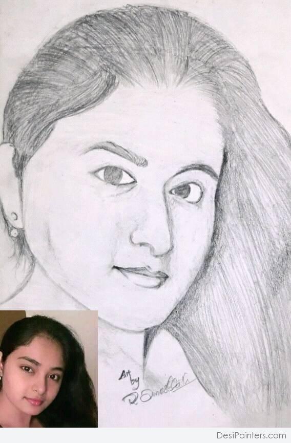 Beautiful Pencil Sketch Of Girl - DesiPainters.com