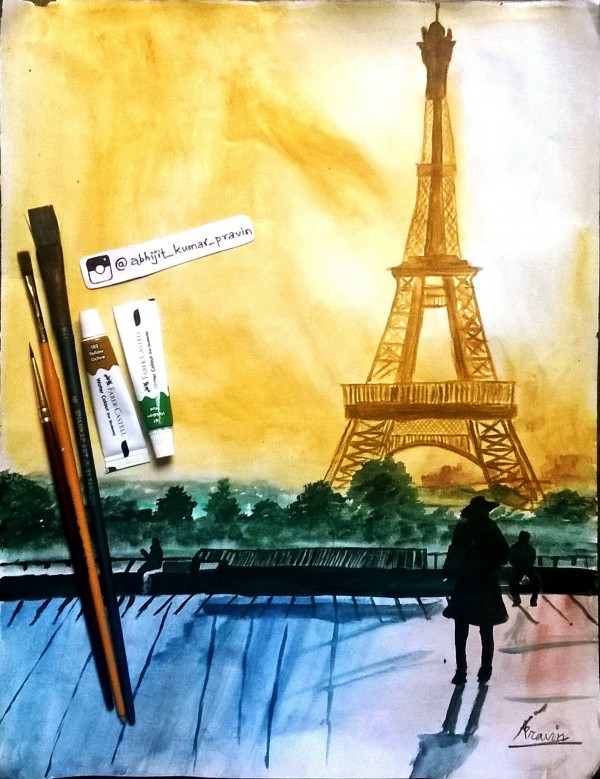 Mixed Paintings Of Eiffel Tower 