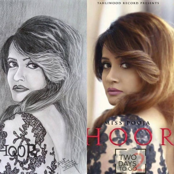 Pencil Sketch Of Punjabi Female Singer Miss Pooja - DesiPainters.com