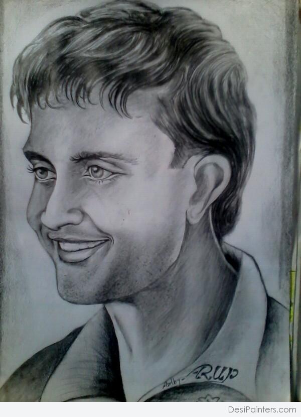 Oil Painting Of Cricketer Sourav Ganguly