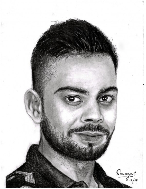 Great Pencil Sketch Of Virat Kohli By Saumya - DesiPainters.com