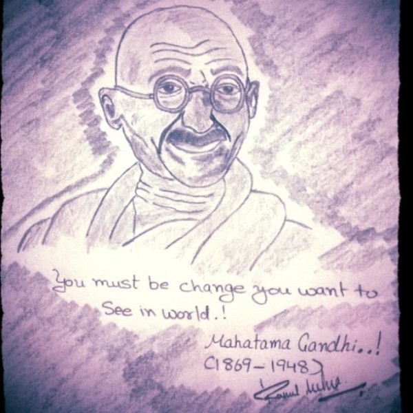 Oil Painting Of Mahatma Gandhi
