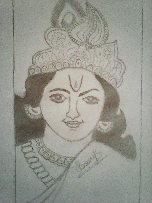 Amazing Pencil Sketch Of Lord Krishna - DesiPainters.com