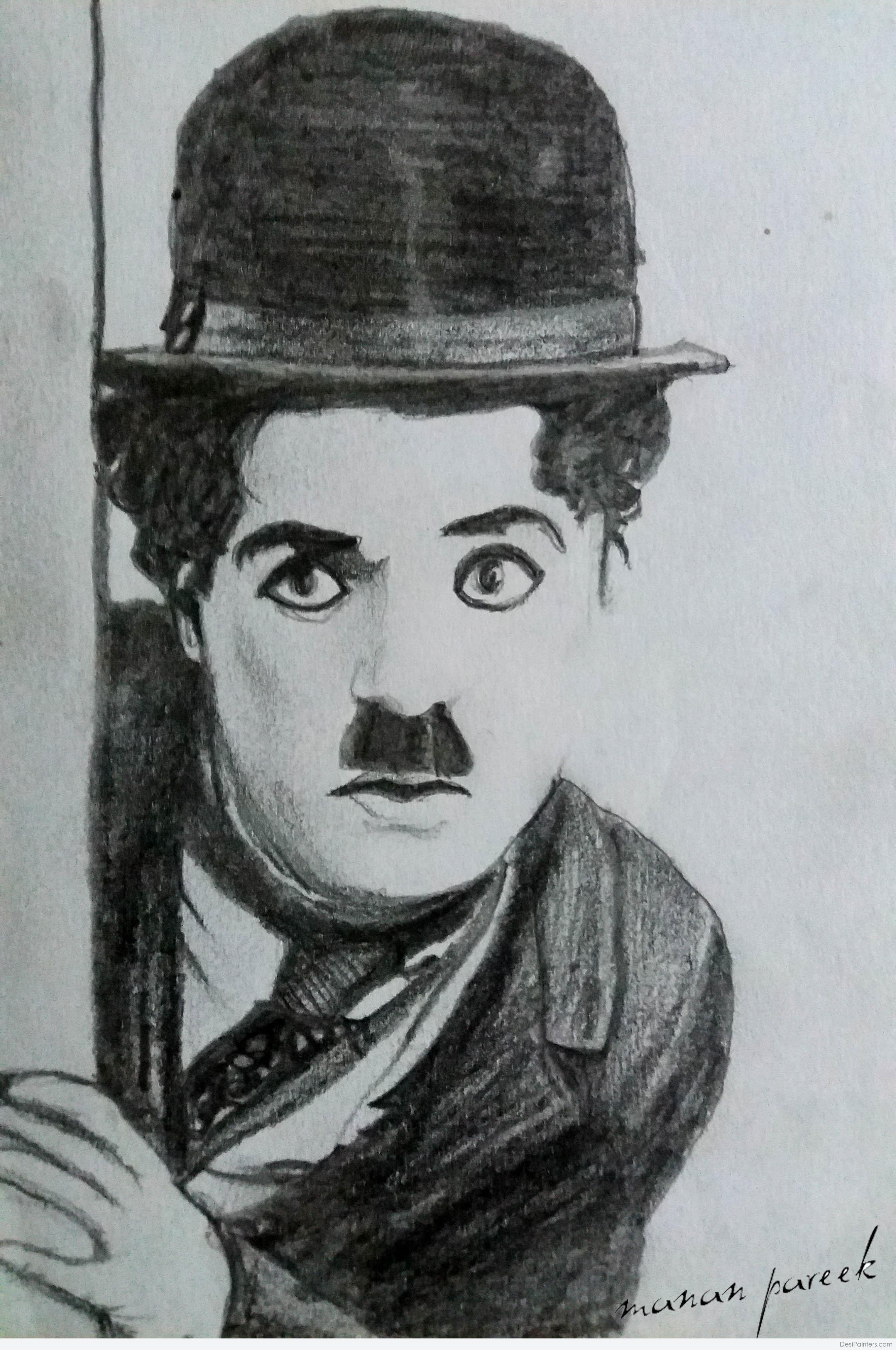 Pencil Sketch Of Legendary Actor Charlie Chaplin