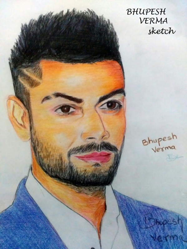 Pencil Color Art Of Virat Kohli