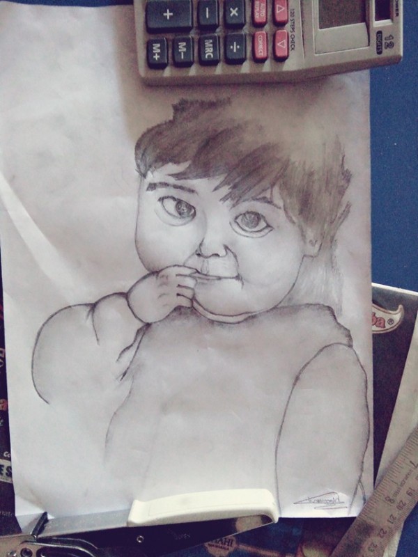 Pencil Sketch Of Cute Baby - DesiPainters.com