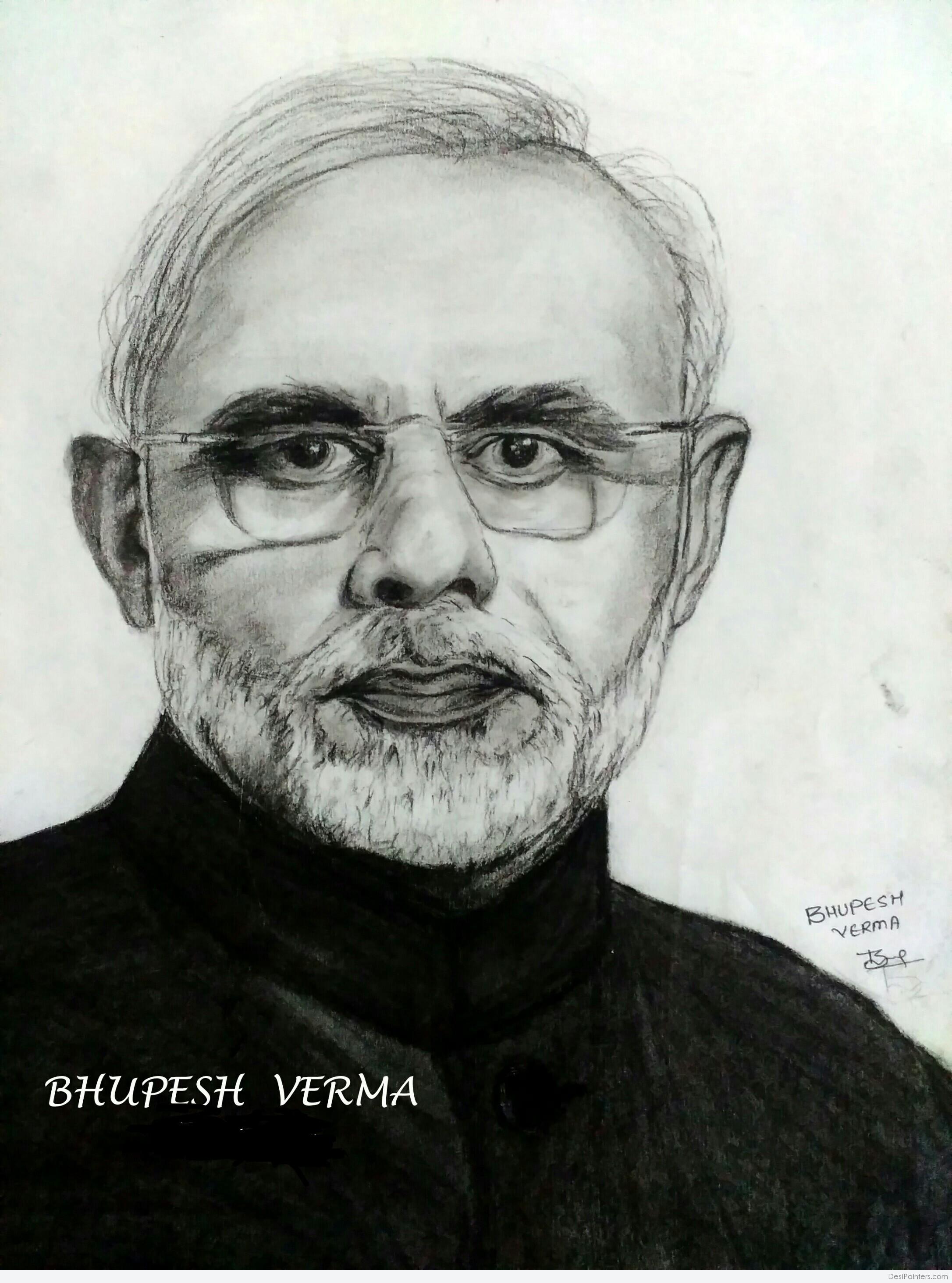 Pencil Sketch Of Modi