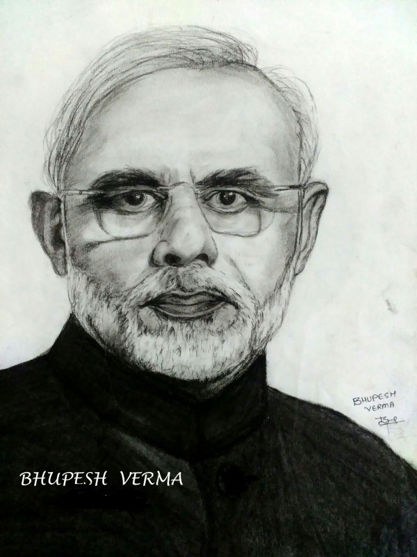 Pencil Sketch Of Prime Minister Narendra Modi - DesiPainters.com