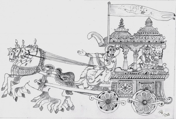 Pencil Sketch Of Mahabharat Maha Yudh - DesiPainters.com