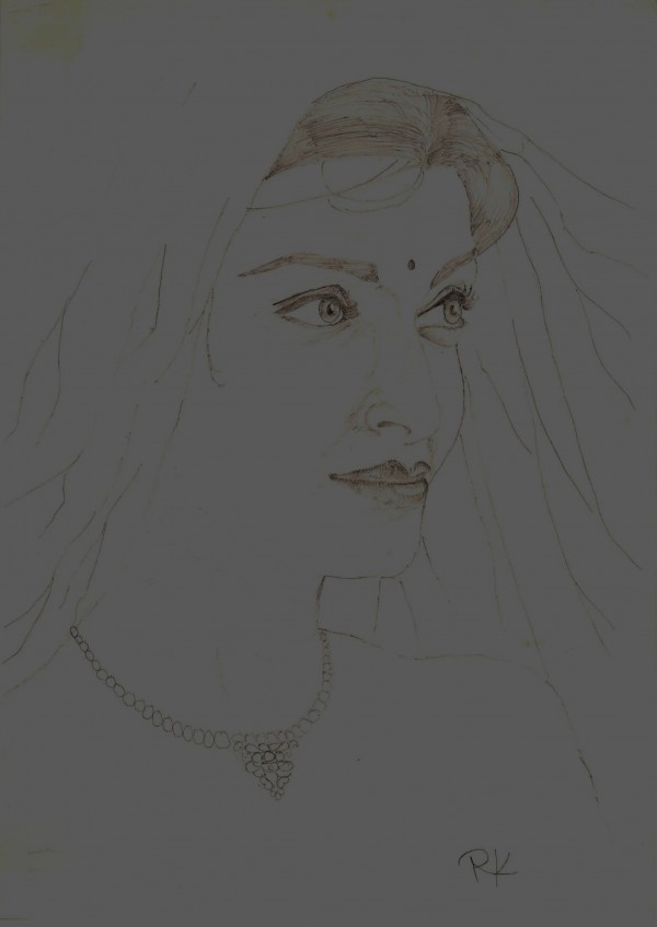 Pencil Sketch Of Aishwarya Rai - DesiPainters.com