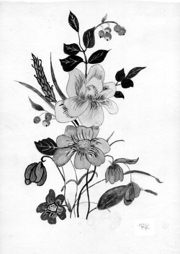 Fantastic Pencil Sketch Of Flowers - DesiPainters.com