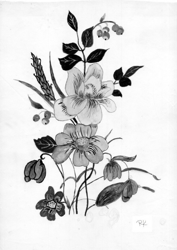 Fantastic Pencil Sketch Of Flowers