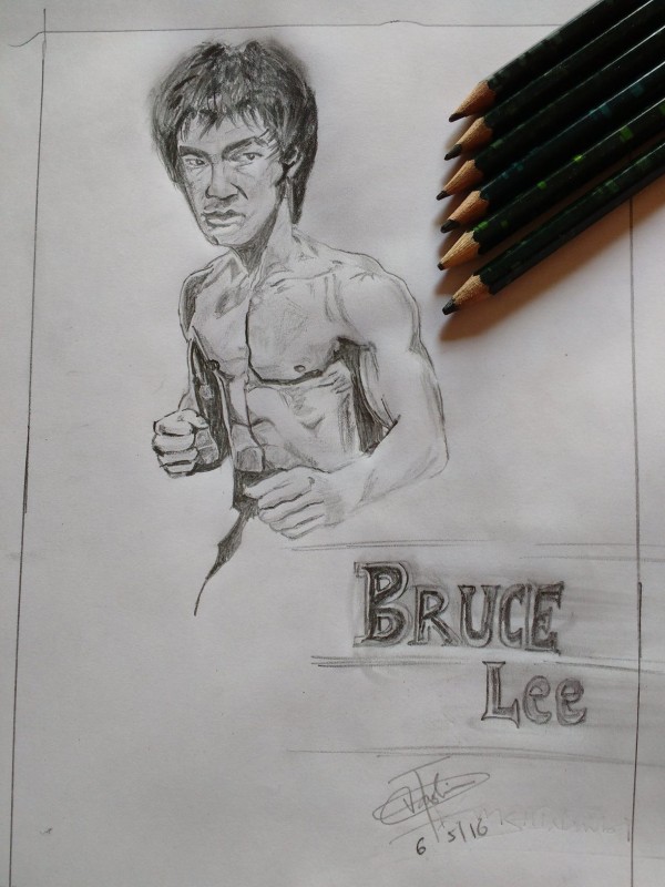 Pencil Sketch Of Bruce Lee - DesiPainters.com