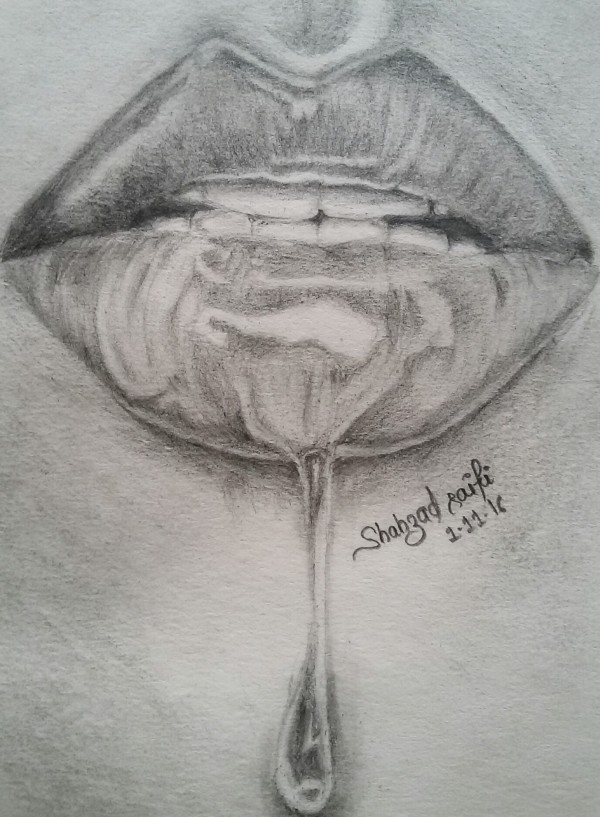 Pencil Sketch Of Lips - DesiPainters.com