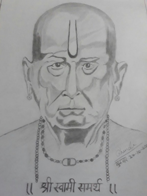 Pencil Sketch Of Shree Swami Smarth - DesiPainters.com