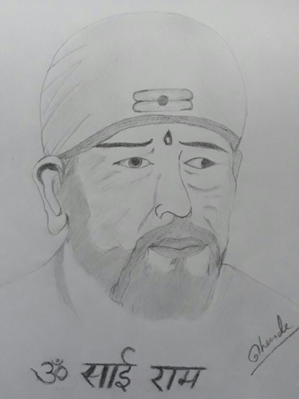 Pencil Sketch Of Sai Baba Ji - DesiPainters.com