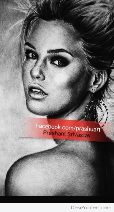 Pencil Sketch Of Girl - DesiPainters.com