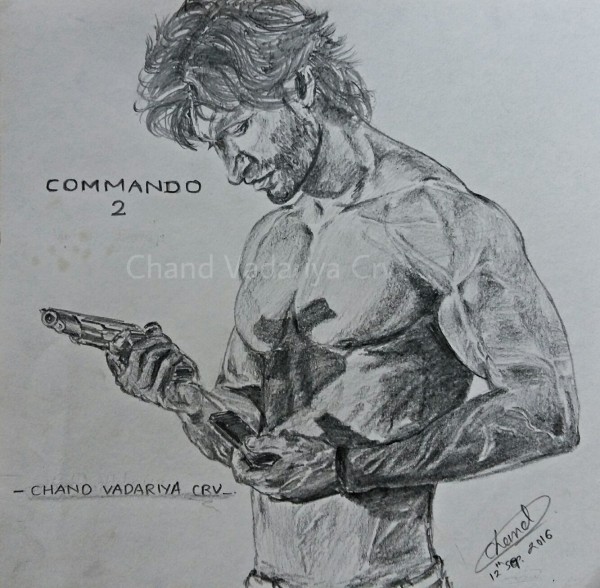 Pencil Sketch Of Vidyut Jammwal - DesiPainters.com
