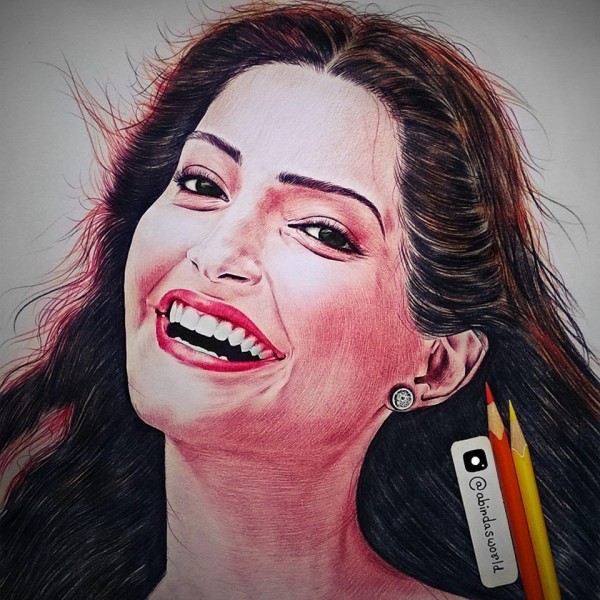 Colored Pencil Sketch Of Sonam Kapoor - DesiPainters.com