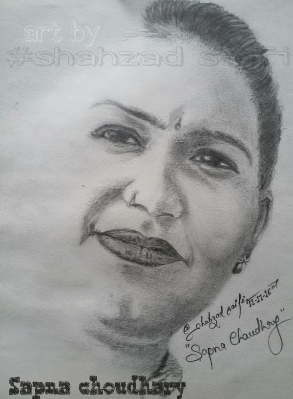 Pencil Sketch Of Sapna Choudhary - DesiPainters.com