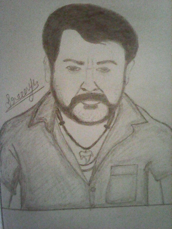 Portrait Of Mohanlal in Pulimurugan - DesiPainters.com