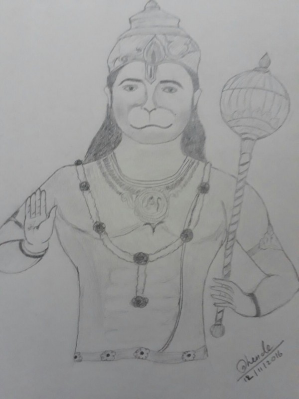 Pencil Sketch Of Lord Hanuman - DesiPainters.com