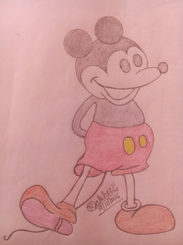 Pencil Sketch Of Mickey Mouse - DesiPainters.com