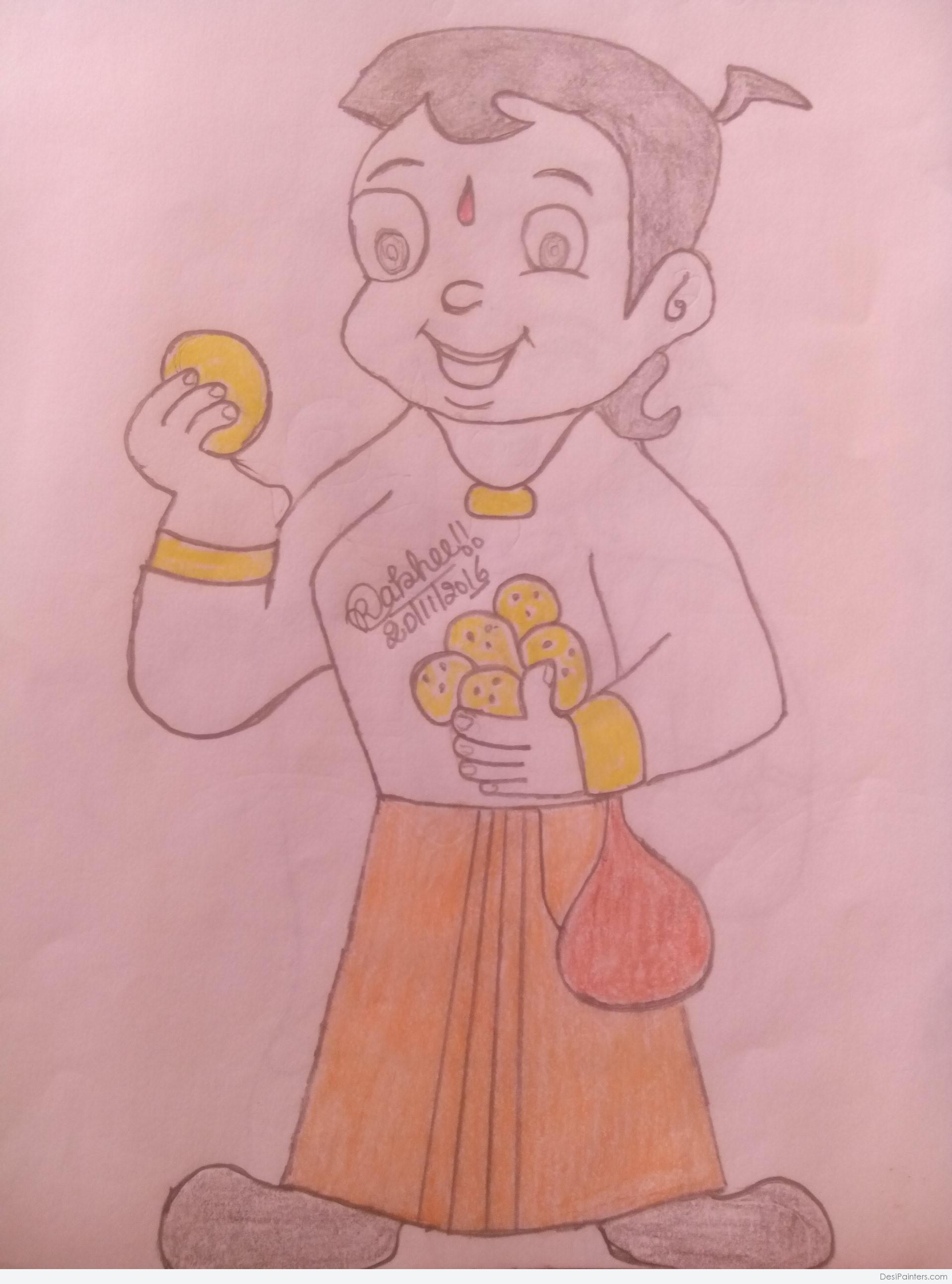 Pencil Sketch Of Chhota Bheem 