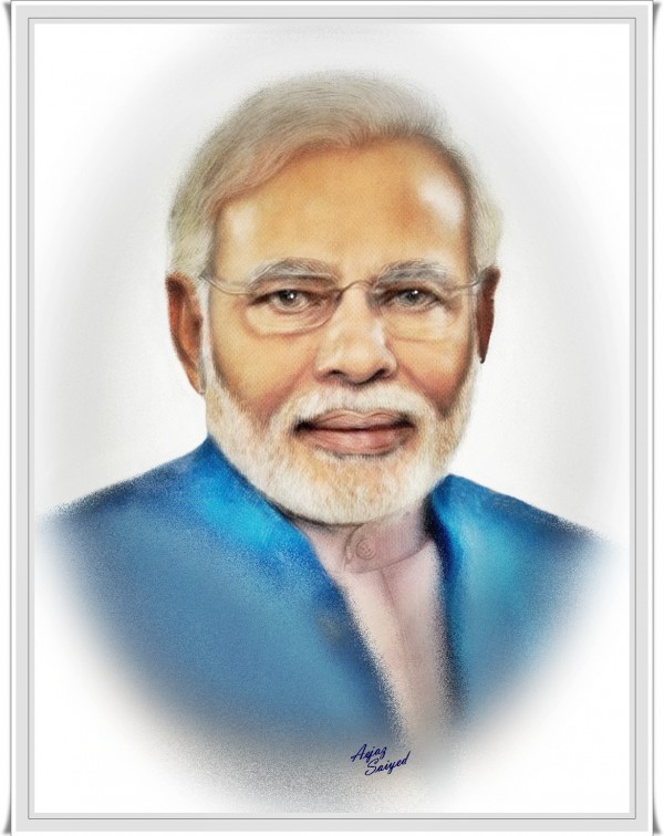 Mixed Painitng Of Narendra Modi Ji - DesiPainters.com