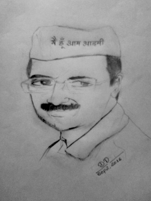 Pencil Sketch Of Arvind Kejriwal - DesiPainters.com