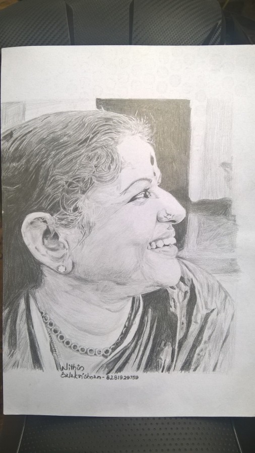 Pencil Sketch Of M.S. Subbalakshmi - DesiPainters.com