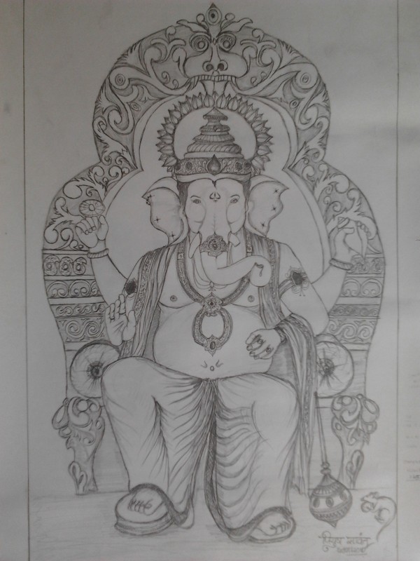 Pencil Sketch Of Lord Ganesha - DesiPainters.com