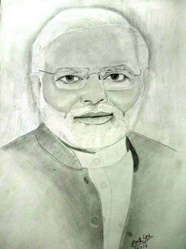 Pencil Sketch Of Prime Minister Narendra Modi - DesiPainters.com