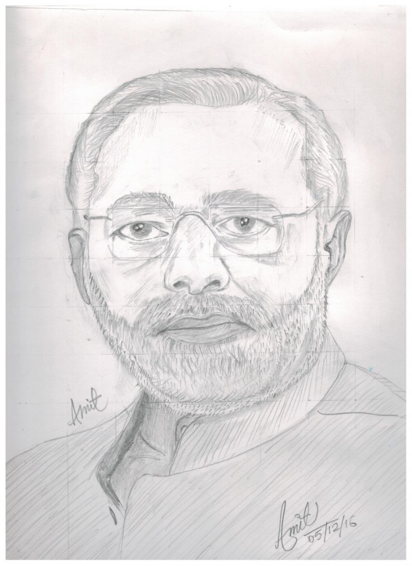 Pencil Sketch Of Prime Minister Narendra Modi - DesiPainters.com