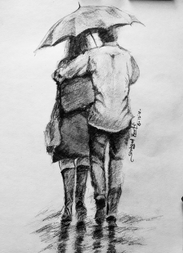 Pencil Sketch Of Couple - DesiPainters.com