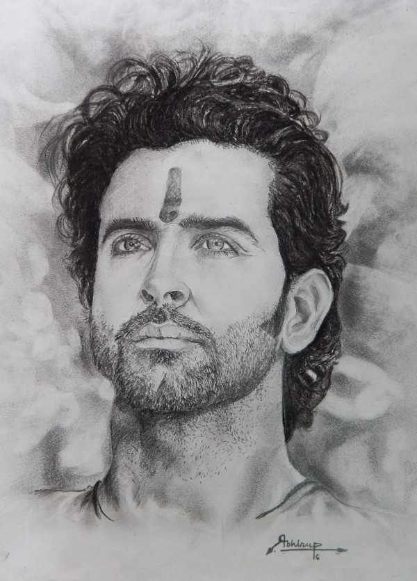 Pencil Sketch Of Hrithik Roshan - DesiPainters.com