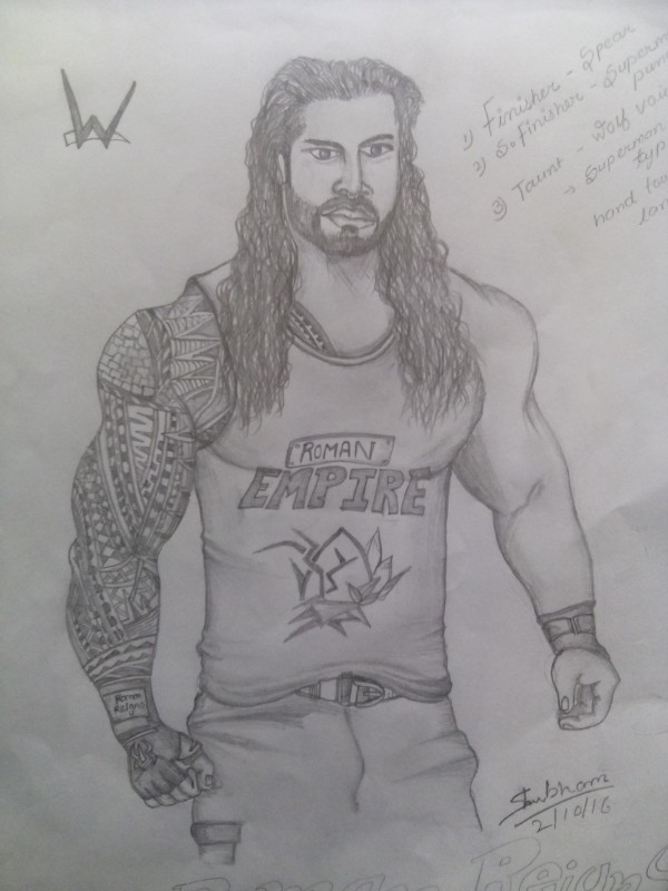 Pencil Sketch Of Roman Reigns