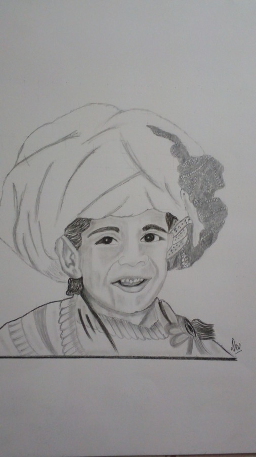 Pencil Sketch Of Cute Boy - DesiPainters.com