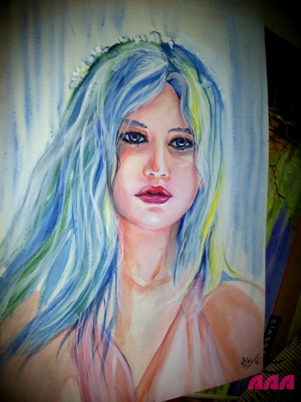 Watercolor Painting Of Jennifer Lawrence - DesiPainters.com