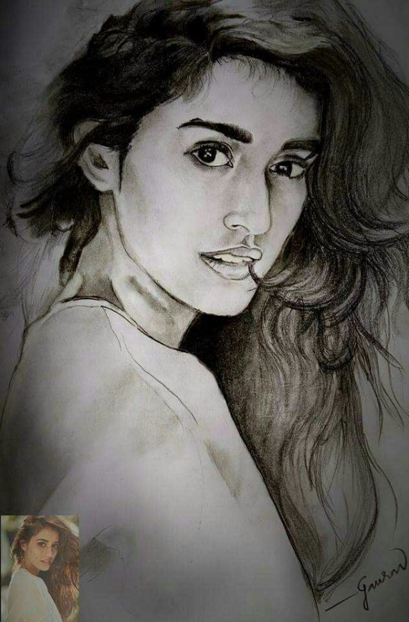 Beautiful Pencil Sketch Of Disha Patani - DesiPainters.com