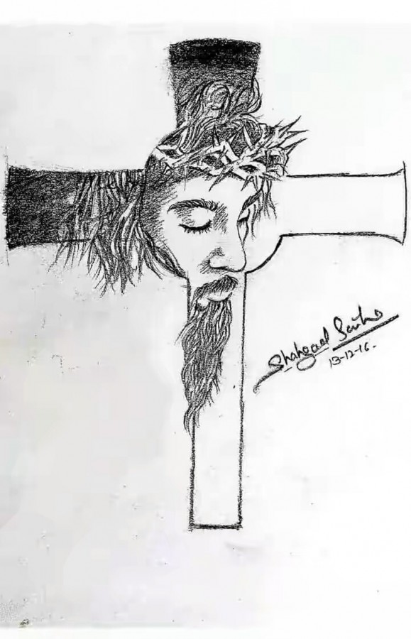 Pencil Sketch Of Jesus Cross