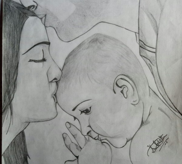 Pencil Sketch Of Family Love - DesiPainters.com