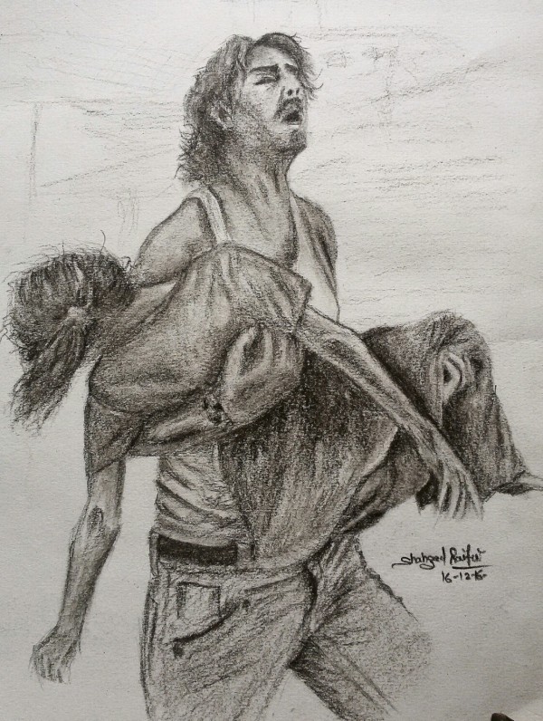 Pencil Sketch Of People Of Syria At War - DesiPainters.com