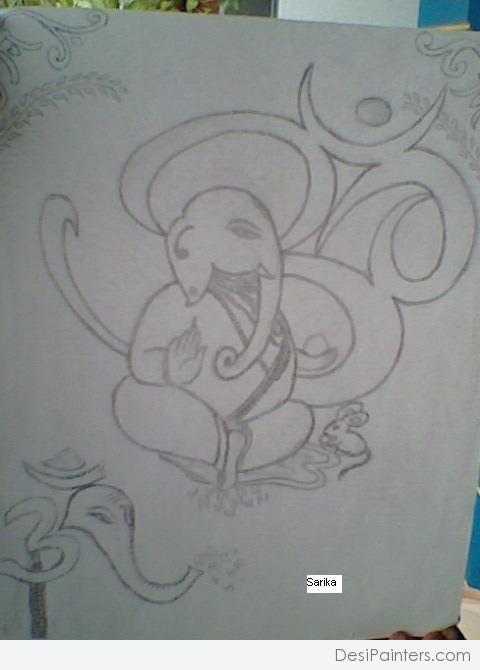 Pencil Sketch Of Mudhhu Ganapa - DesiPainters.com